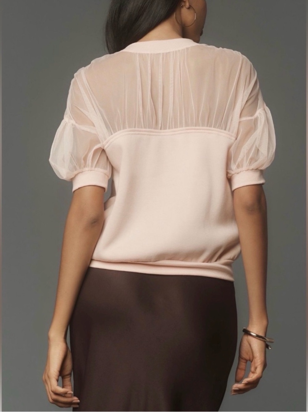 Anthropologie Maeve Sheer insert Pink Pullover Top - Picture 3 of 13